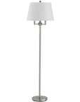 62" Nickel Four Light Traditional Shaped Floor Lamp With White Square Shade