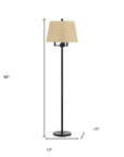 62" Bronze Four Light Floor Lamp With Beige Fabric Square Shade