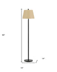 60" Bronze Traditional Shaped Floor Lamp With Tan Square Shade