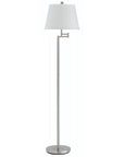 60" Nickel Swing Arm Floor Lamp With White Square Shade