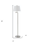 60" Nickel Swing Arm Floor Lamp With White Square Shade