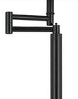 60" Bronze Swing Arm Floor Lamp With White Square Shade