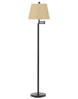 60" Bronze Swing Arm Floor Lamp With White Square Shade