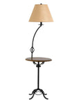 62" Black Tray Table Floor Lamp With Brown Empire Shade
