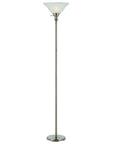 71" Nickel Torchiere Floor Lamp With Clear Frosted Glass Dome Shade