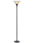 71" Bronze Torchiere Floor Lamp With Beige Frosted Glass Dome Shade