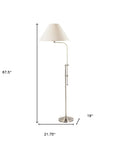 68" Nickel Adjustable Floor Lamp With White Fabric Empire Shade
