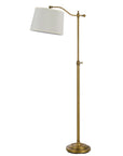 63" Bronze Adjustable Height Swing Arm Floor Lamp With White Fabric Shade