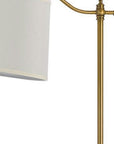 63" Bronze Adjustable Height Swing Arm Floor Lamp With White Fabric Shade