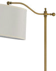 63" Bronze Adjustable Height Swing Arm Floor Lamp With White Fabric Shade