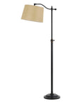 63" Bronze Metal Adjustable Floor Lamp With Tan Paper Square Shade