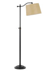 63" Bronze Metal Adjustable Floor Lamp With Tan Paper Square Shade