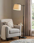 63" Bronze Metal Adjustable Floor Lamp With Tan Paper Square Shade