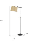63" Bronze Metal Adjustable Floor Lamp With Tan Paper Square Shade