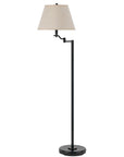 60" Bronze Swing Arm Floor Lamp With Beige Fabric Empire Shade
