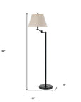 60" Bronze Swing Arm Floor Lamp With Beige Fabric Empire Shade