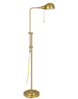 58" Brass Adjustable Floor Lamp With Bronze Dome Shade
