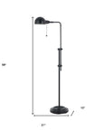 58" Bronze Adjustable Traditional Shaped Floor Lamp With Bronze Dome Shade