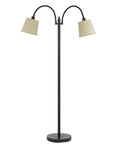 65" Bronze Two Light Traditional Shaped Floor Lamp With Tan Square Shade