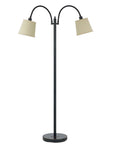 65" Bronze Two Light Traditional Shaped Floor Lamp With Tan Square Shade