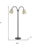 65" Bronze Two Light Traditional Shaped Floor Lamp With Tan Square Shade