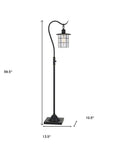 60" Antiqued Bronze Lantern Style Floor Lamp With Glass and Metal Shade