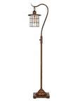 60" Rusted Traditional Shaped Floor Lamp With Rust Transparent Glass Drum Shade