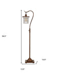 60" Rusted Traditional Shaped Floor Lamp With Rust Transparent Glass Drum Shade