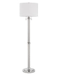60" Chrome Two Light Traditional Shaped Floor Lamp With White Rectangular Shade