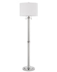 60" Chrome Two Light Traditional Shaped Floor Lamp With White Rectangular Shade