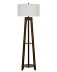 65" Brown Tripod Floor Lamp With White Rectangular Shade