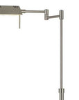 61" Nickel Metal Adjustable Swing Arm Floor Lamp With Gray Shade