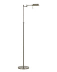 61" Nickel Metal Adjustable Swing Arm Floor Lamp With Gray Shade