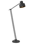 65" Black Adjustable Traditional Shaped Floor Lamp With Black Dome Shade