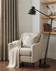 65" Black Adjustable Traditional Shaped Floor Lamp With Black Dome Shade