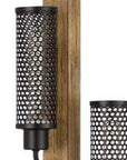 61" Brown Three Light Traditional Shaped Floor Lamp With Black Novelty Shade