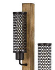 61" Brown Three Light Traditional Shaped Floor Lamp With Black Novelty Shade