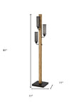 61" Brown Three Light Traditional Shaped Floor Lamp With Black Novelty Shade
