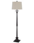 63" Rust Two Light Floor Lamp With Beige Fabric Square Shade