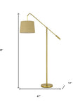 68" Brass Adjustable Traditional Shaped Floor Lamp With Antiqued Brass Drum Shade