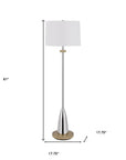 61" Chrome Traditional Shaped Floor Lamp With White Square Shade