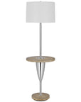 61" Chrome Tray Table Floor Lamp With White Square Shade
