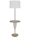 61" Chrome Tray Table Floor Lamp With White Square Shade