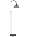 61" Black Adjustable Traditional Shaped Floor Lamp With Bronze Dome Shade