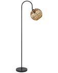 63" Black Traditional Shaped Floor Lamp With Brown Globe Shade