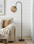 63" Black Traditional Shaped Floor Lamp With Brown Globe Shade