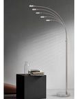 82" Nickel Five Light Led Arc Floor Lamp