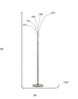 82" Nickel Five Light Led Arc Floor Lamp