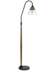 71" Brown Traditional Shaped Floor Lamp With Clear Transparent Glass Empire Shade