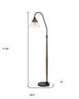 71" Brown Traditional Shaped Floor Lamp With Clear Transparent Glass Empire Shade